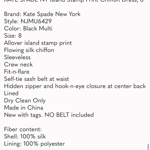 Kate Spade Island Stamp Chiffon Dress - Picture 12 of 12